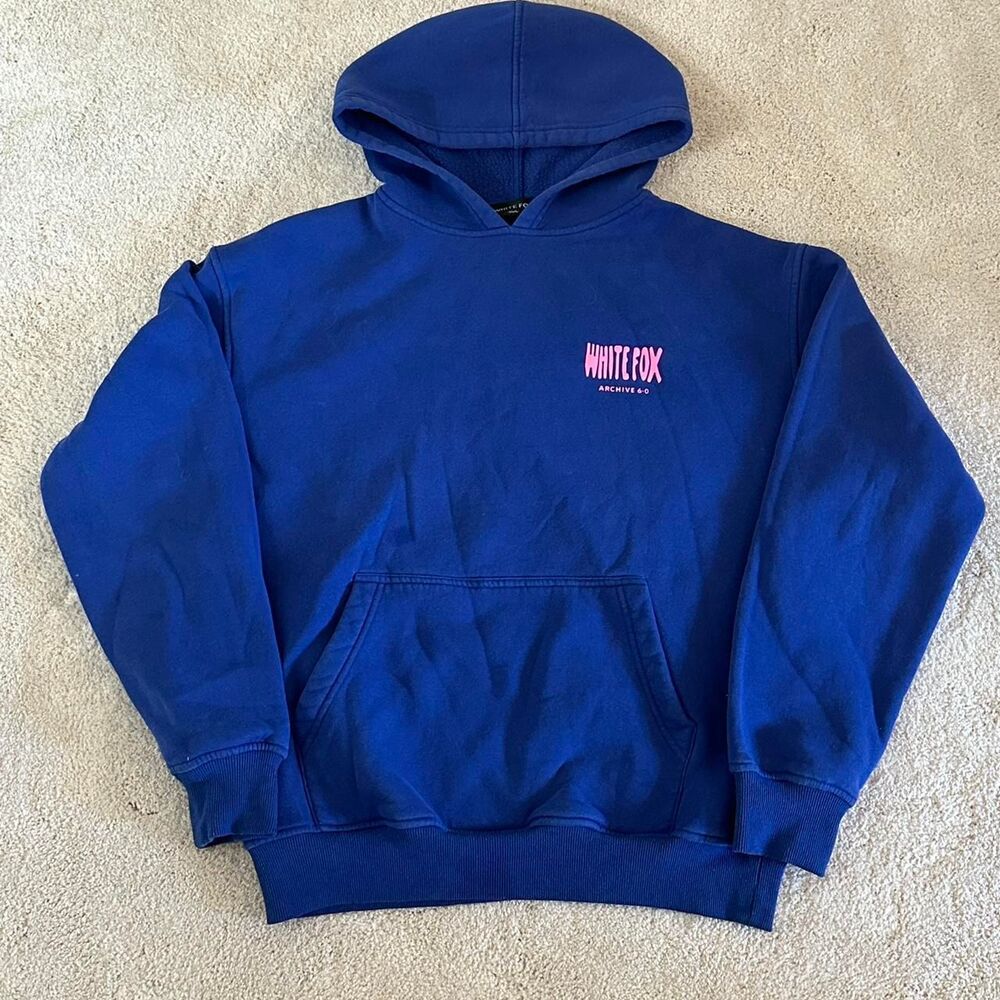 White-fox-boutique Women's Blue and Navy Hoodie - Picture 2 of 3